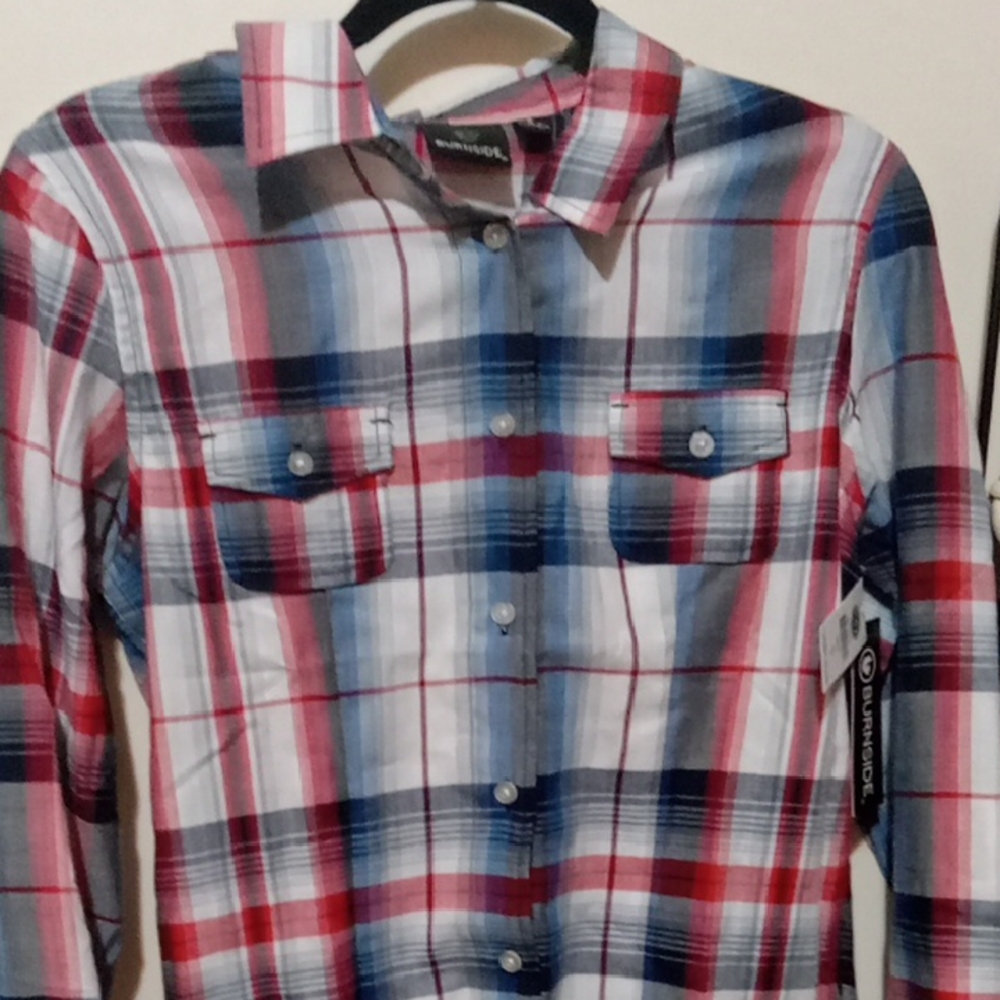 Dunbrooke Men's Red and Blue Plaid Shirt